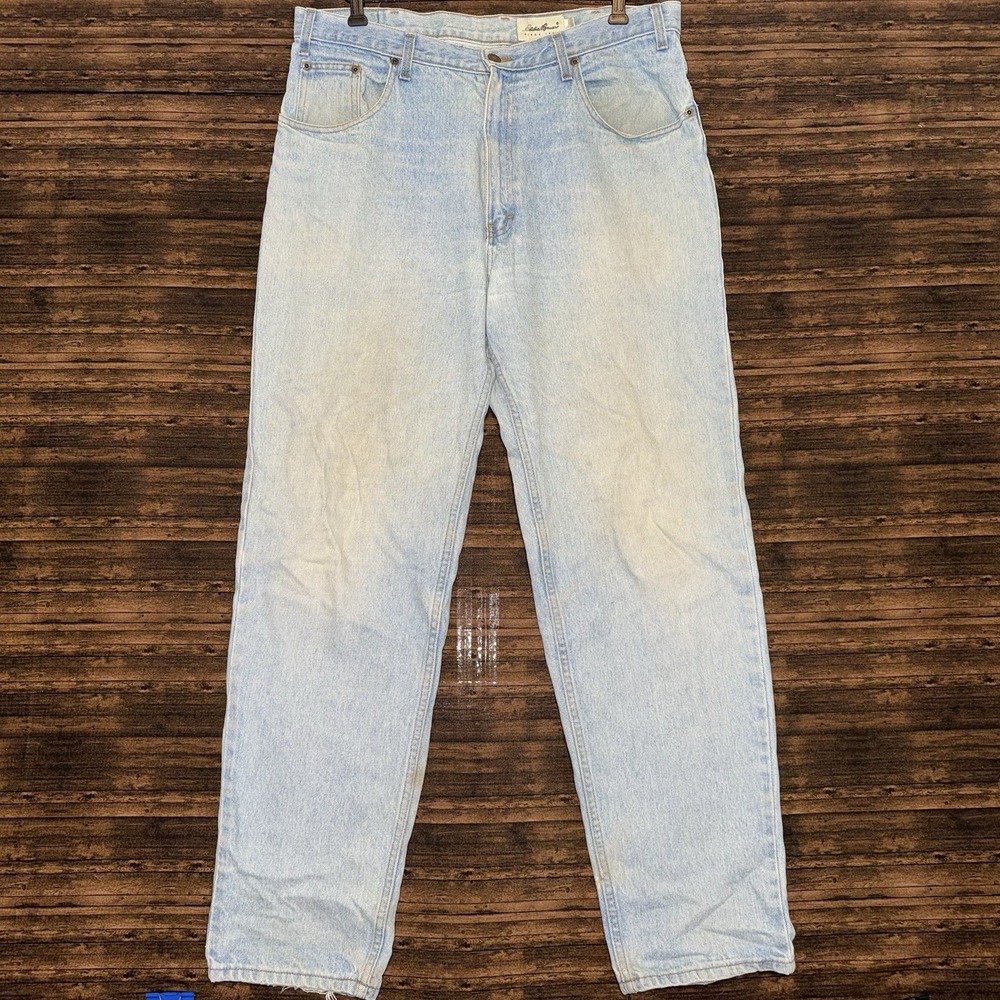 Vintage 90s Eddie Bauer Denim Jeans Light Wash Grunge Size 38x32 Streetwear